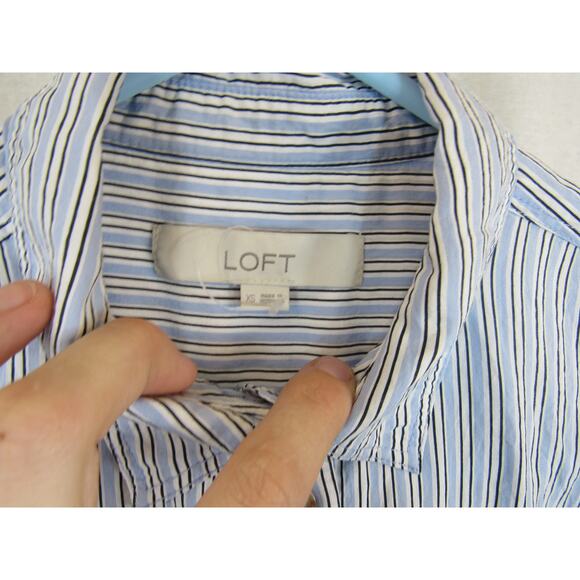 LOFT XS Striped Pocket Shirtdress Blue White Striped Mini Dress *No belt* - Picture 6 of 7
